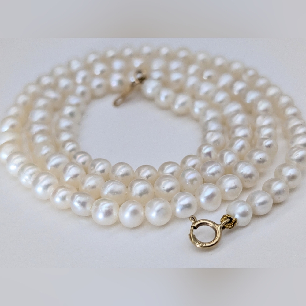 14k White 5mm Freshwater Cultured Pearl Necklace